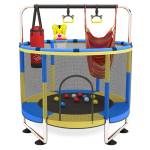 Indoor Trampoline for Kids with Safety Net, Pull-Up Handle, Hanging Boxing Bag – Blue & Yellow Manufacturers in Mumbai
